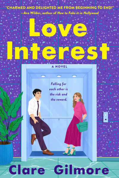 Illustration of a woman and a man facing each other in an elevator.